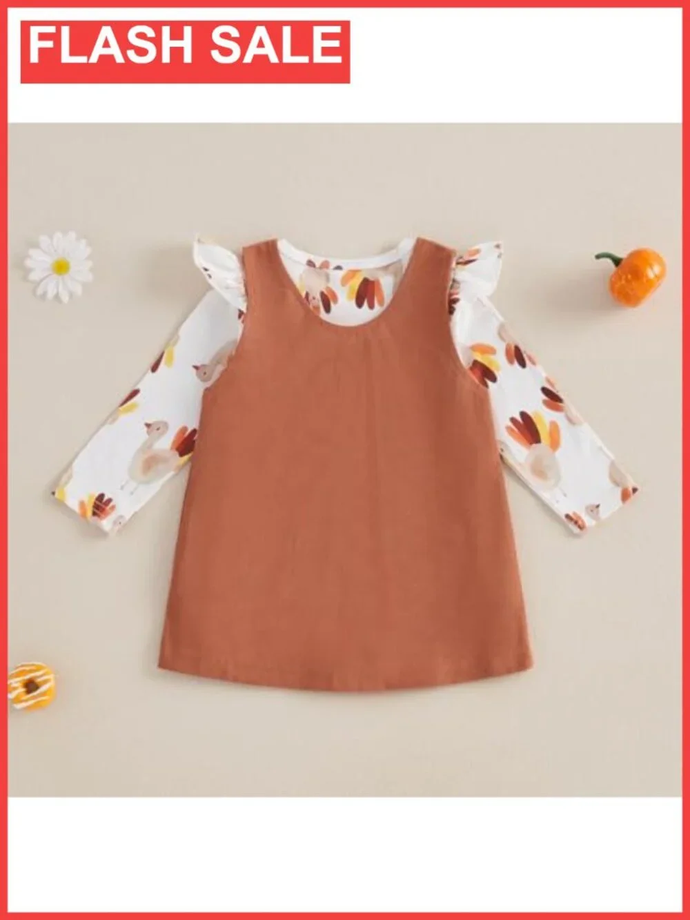 Toddler Baby Girl Thanksgiving Outfit Romper & Corduroy Skirt Set